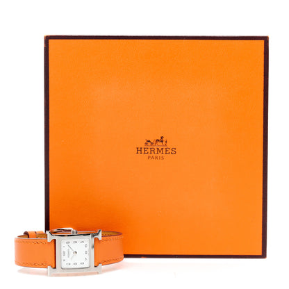 Hermes Stainless Steel Swift 21mm Heure H Hour Quartz Watch Orange 5 of 5
