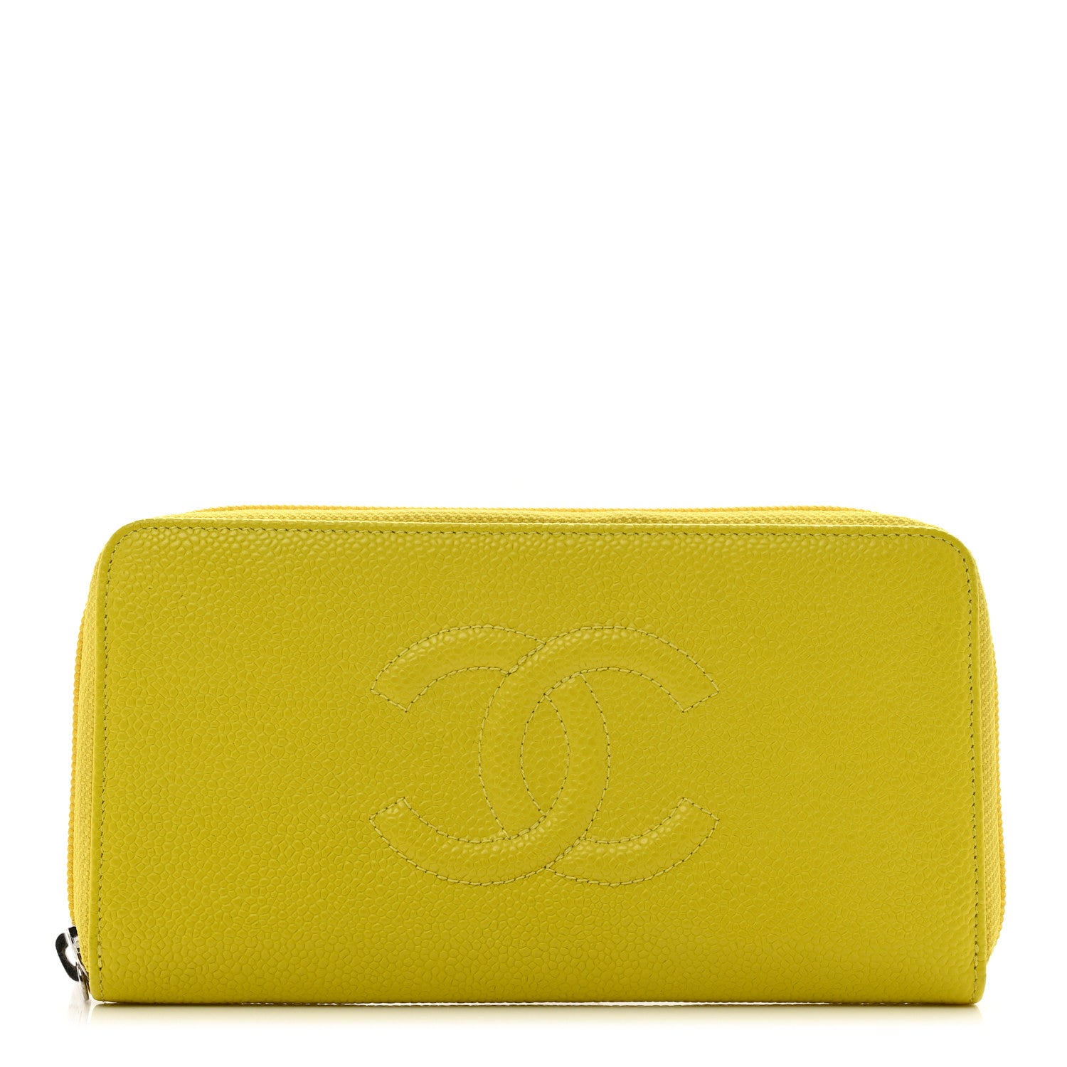 Chanel Caviar Large Timeless CC Zip Around Wallet Yellow 1 of 9