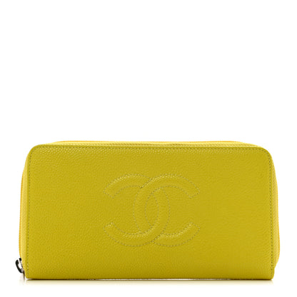 Chanel Caviar Large Timeless CC Zip Around Wallet Yellow 1 of 9