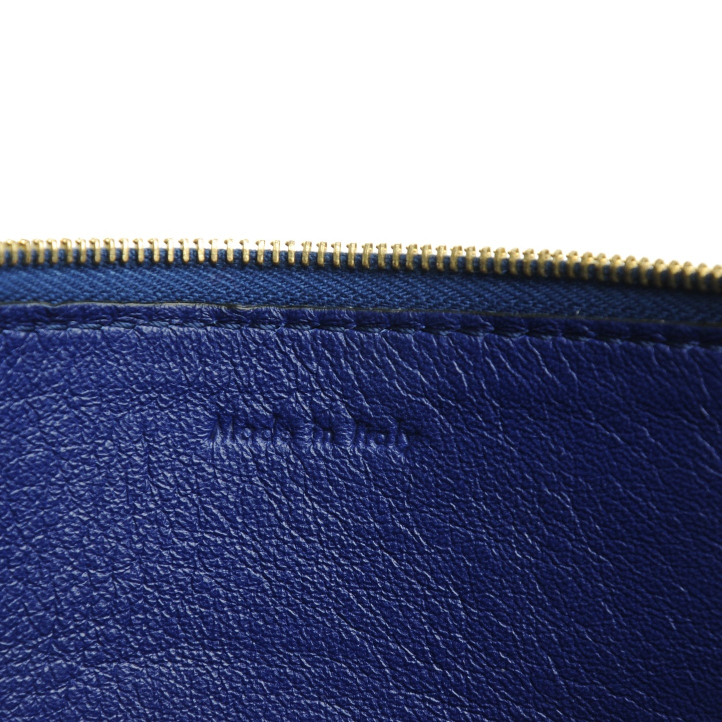Lambskin Bi-Color Solo Clutch Pouch Royal Blue Burgundy Brown