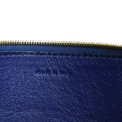 Celine Lambskin Bi-Color Solo Clutch Pouch Royal Blue Burgundy Brown 6 of 9