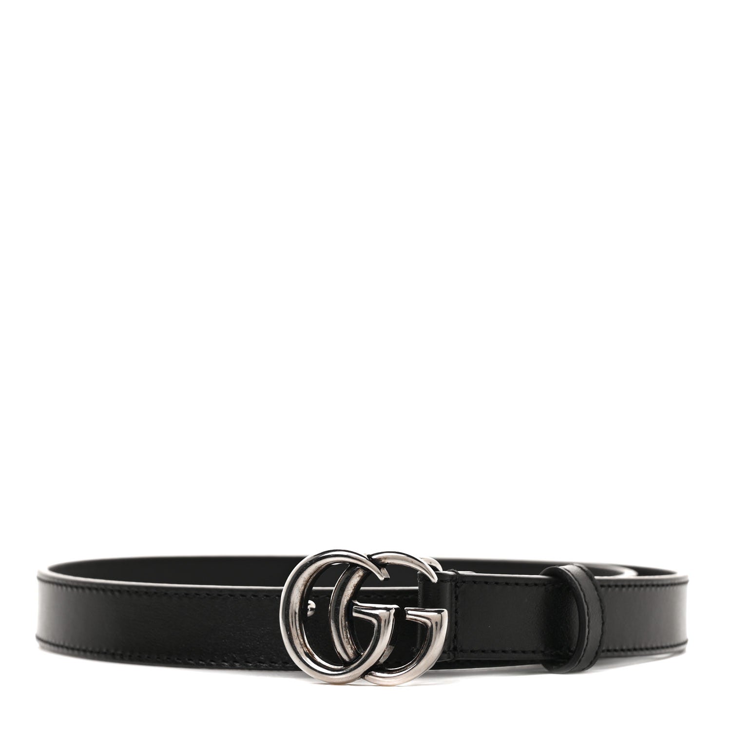 Gucci Plutone Calfskin Palladium Double G 20mm Belt 70 28 Black 1 of 5