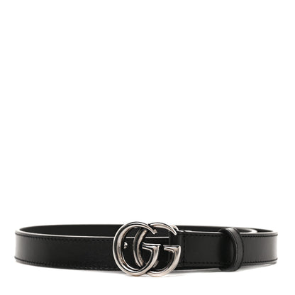 Gucci Plutone Calfskin Palladium Double G 20mm Belt 70 28 Black 1 of 5
