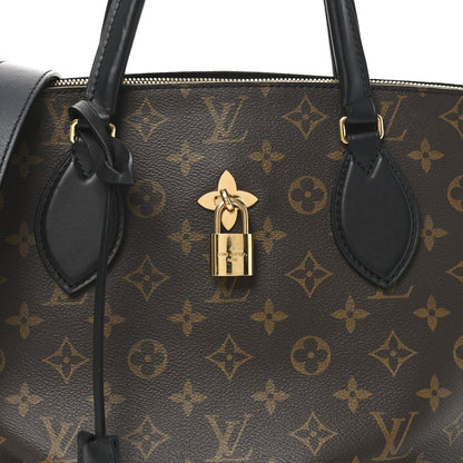 Louis Vuitton Monogram Flower Zipped Tote MM Black 7 of 9