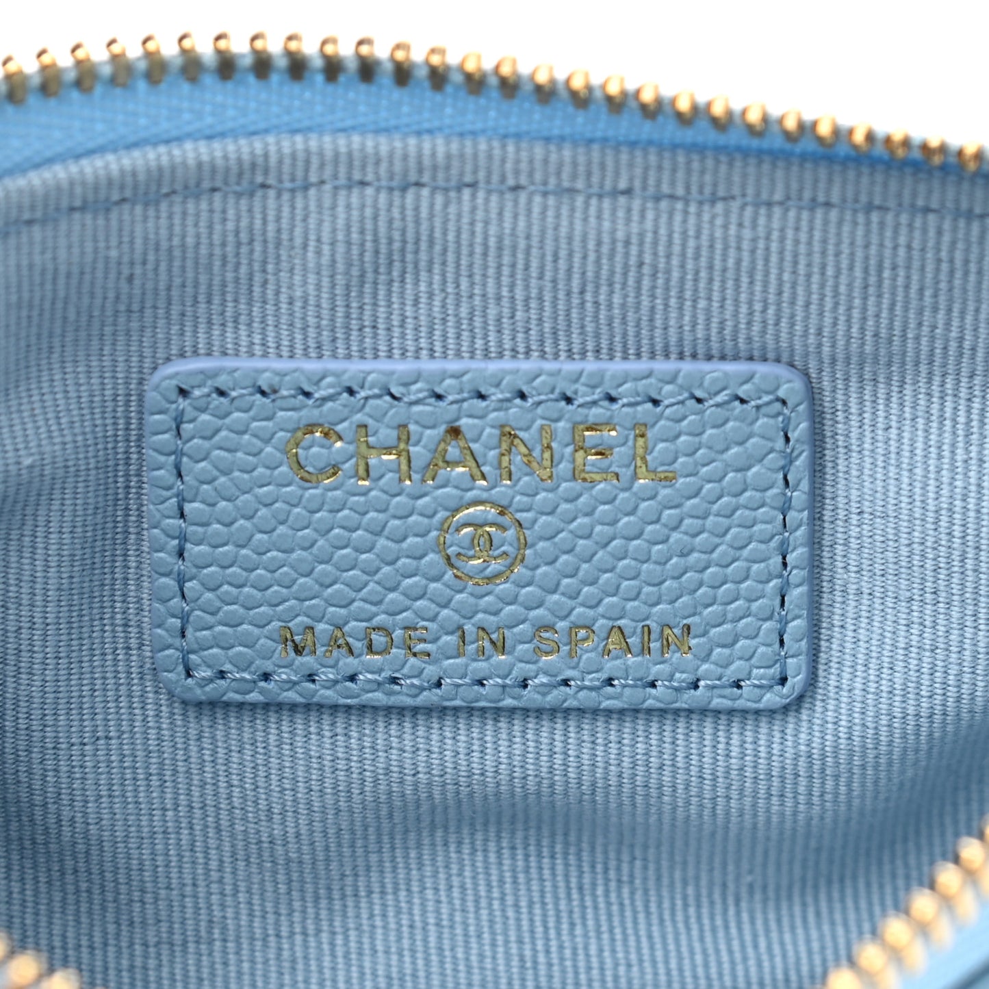 Caviar Quilted Small Cosmetic Case Light Blue