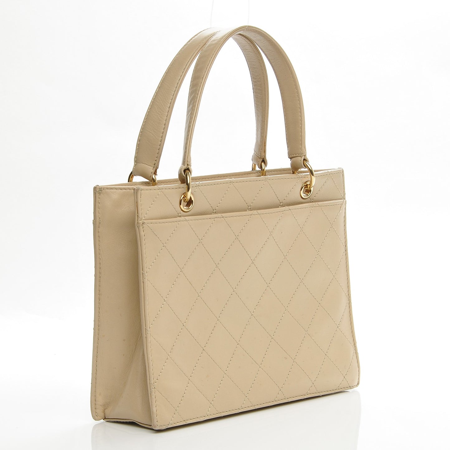 Calfskin Quilted Mademoiselle Tote Beige