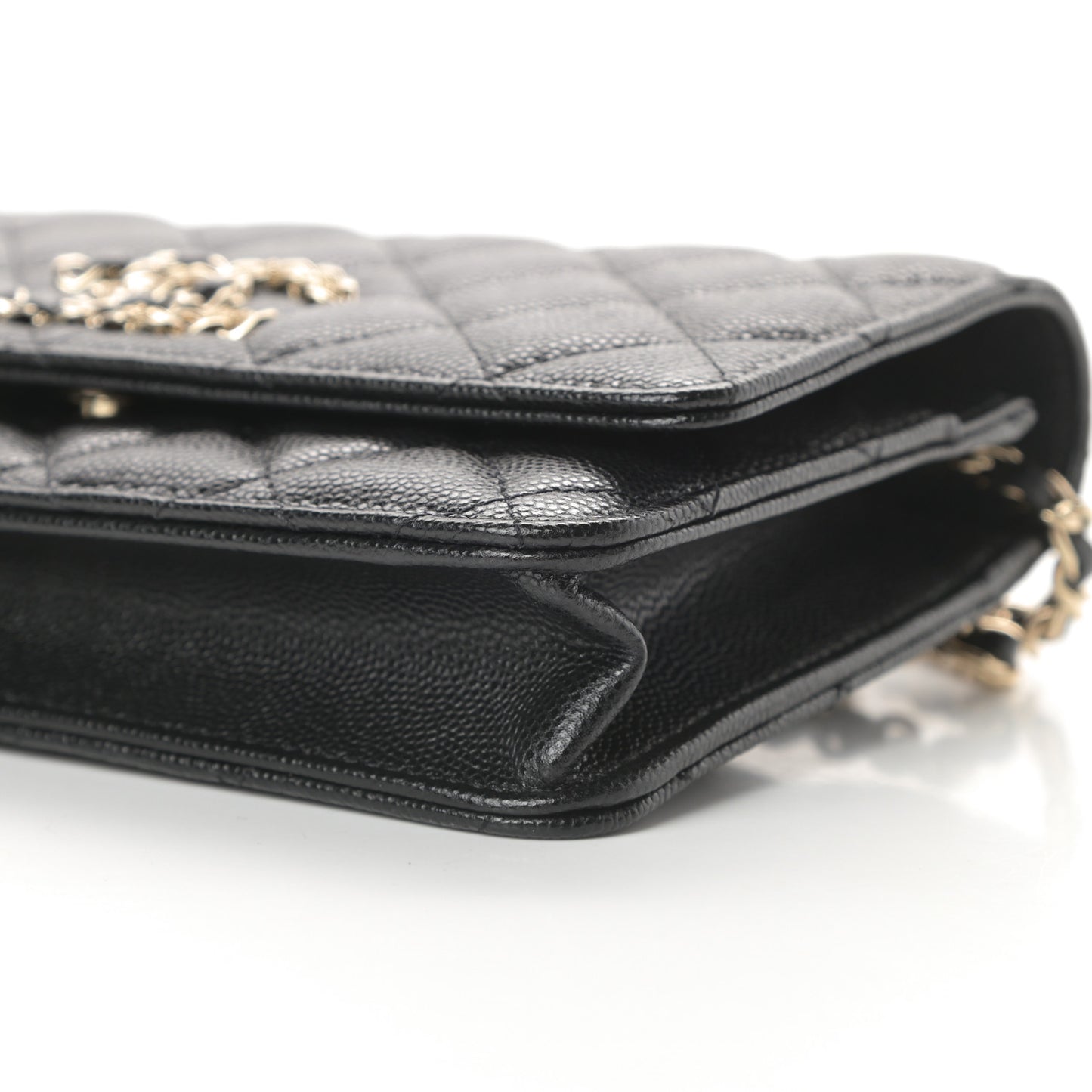 Caviar Quilted French New Wave Chain CC Wallet On Chain WOC Black