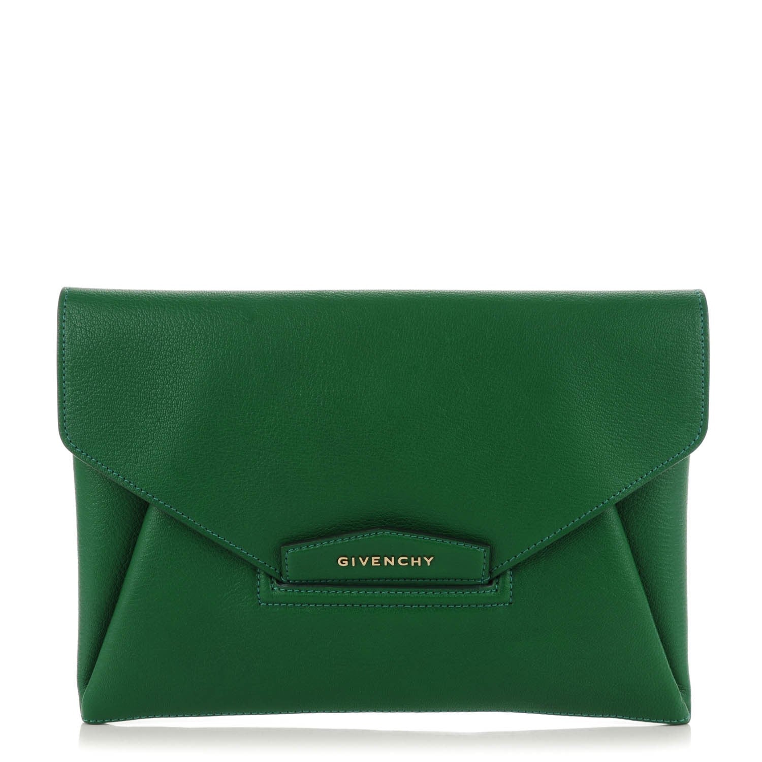Givenchy Sugar Goatskin Medium Antigona Envelope Clutch Emerald 1 of 7