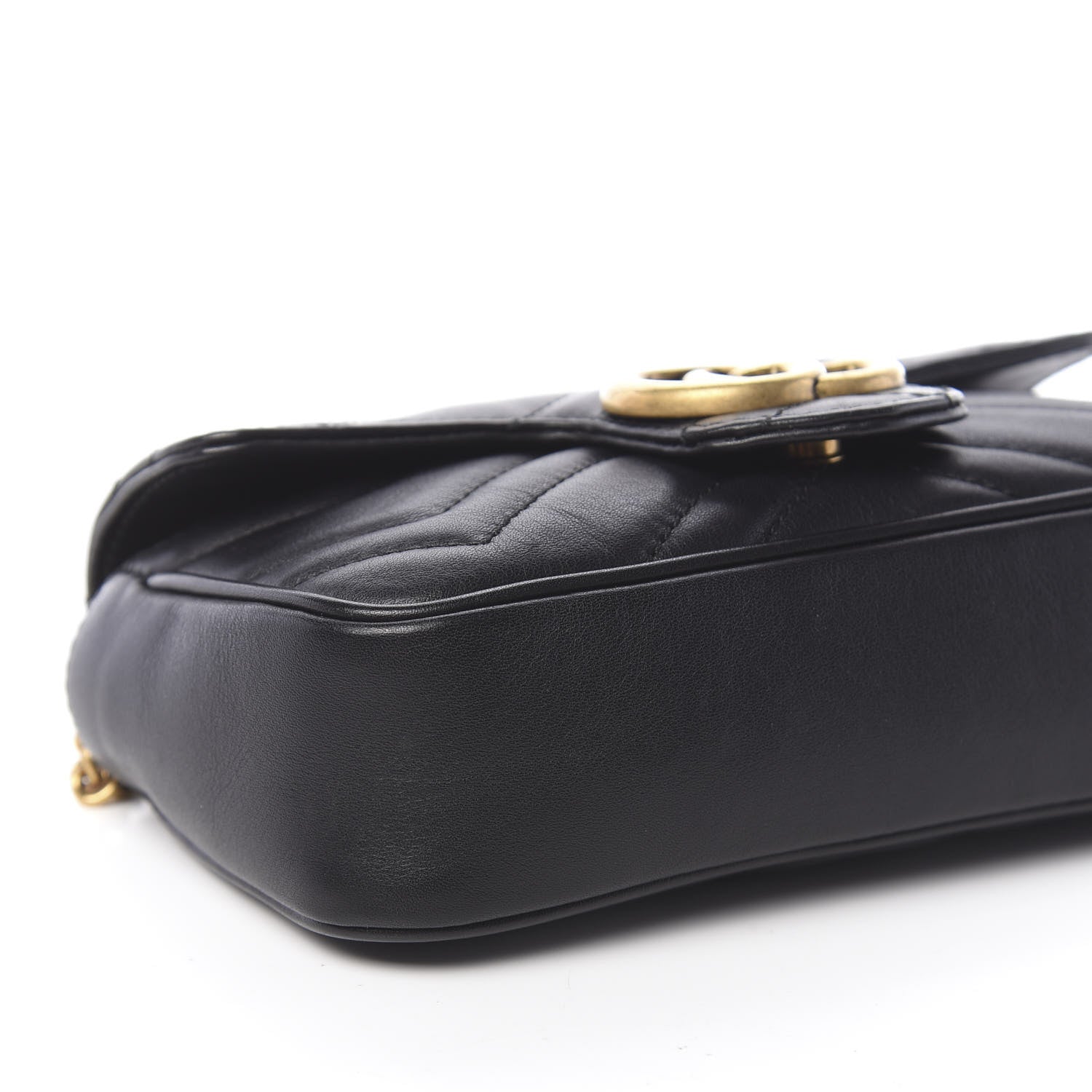 Gucci Calfskin Matelasse Super Mini GG Marmont Shoulder Bag Black 10 of 12