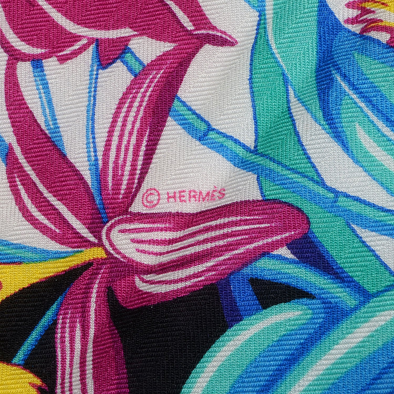 Hermes Cashmere Silk Flamingo Party Shawl 140 Rouge Vif Blanc Bleu 6 of 7