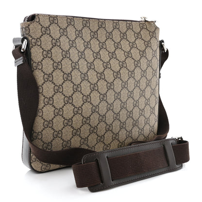 Gucci GG Supreme Monogram Selleria Calfskin Small Flat Messenger Bag Beige Ebony Cocoa Marrone Scuro 4 of 20