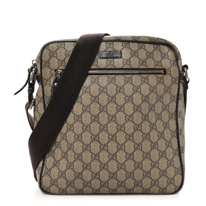 Gucci GG Plus Monogram Selleria Calfskin Medium Messenger Bag Beige Ebony Cocoa Dark Chocolate 1 of 9