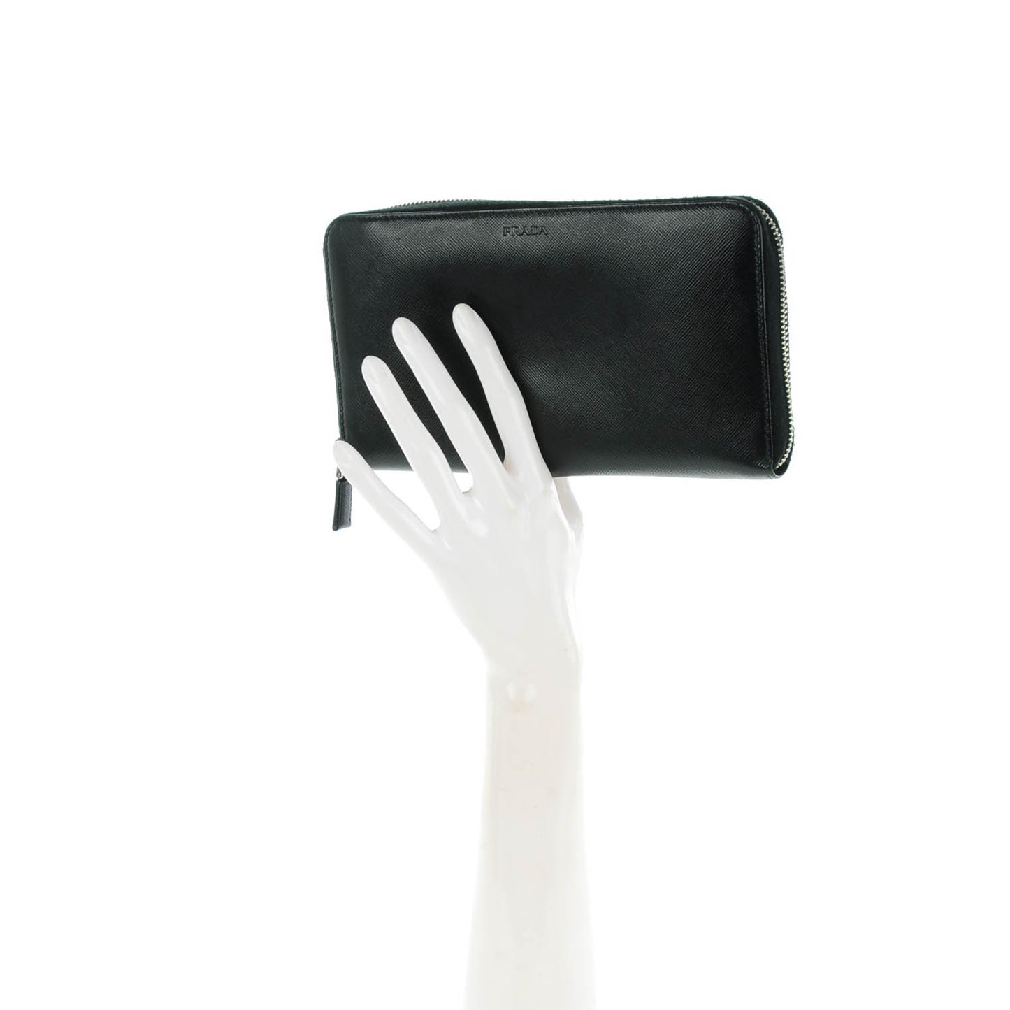 Saffiano Large Zip Around Travel Wallet Nero Black