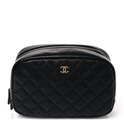 Chanel Caviar Quilted Medium Curvy Pouch Cosmetic Case Black 1 of 8