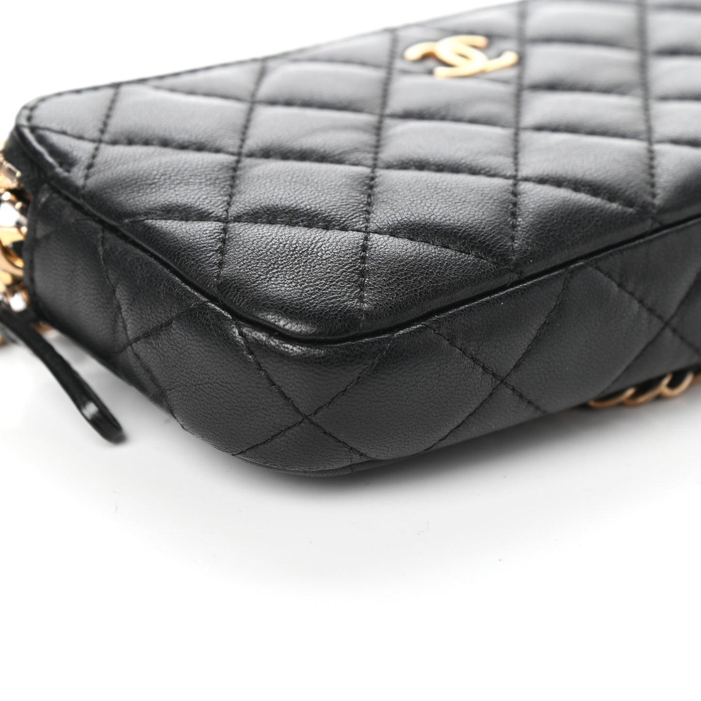 Calfskin Quilted Small Graffiti Clutch With Chain Black
