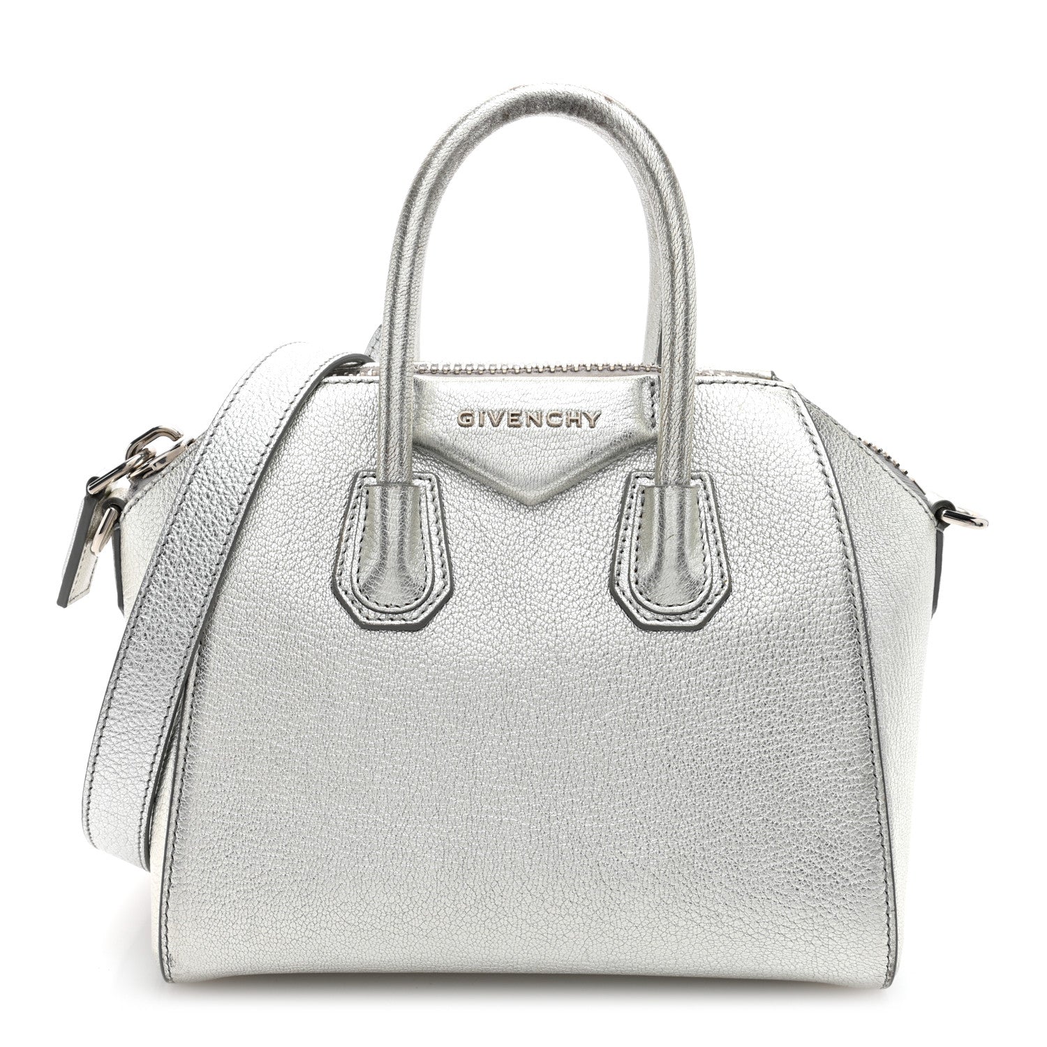 Givenchy Metallic Sugar Goatskin Mini Antigona Silver 1 of 10