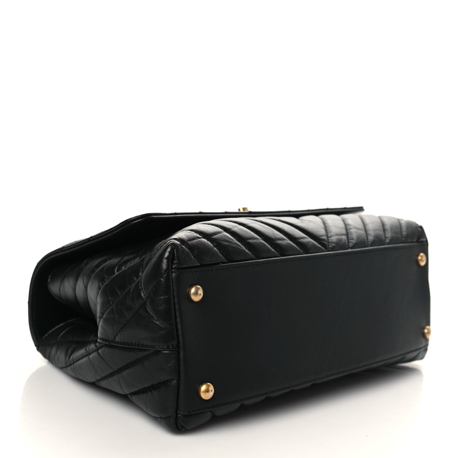 Chanel Aged Calfskin Chevron Quilted Small Coco Handle Flap Black 4 of 9