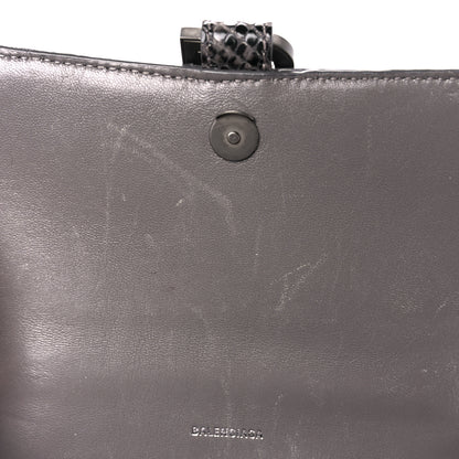 Balenciaga Shiny Calfskin Python Effect Small Hourglass Top Handle Bag Dark Grey Black 13 of 13