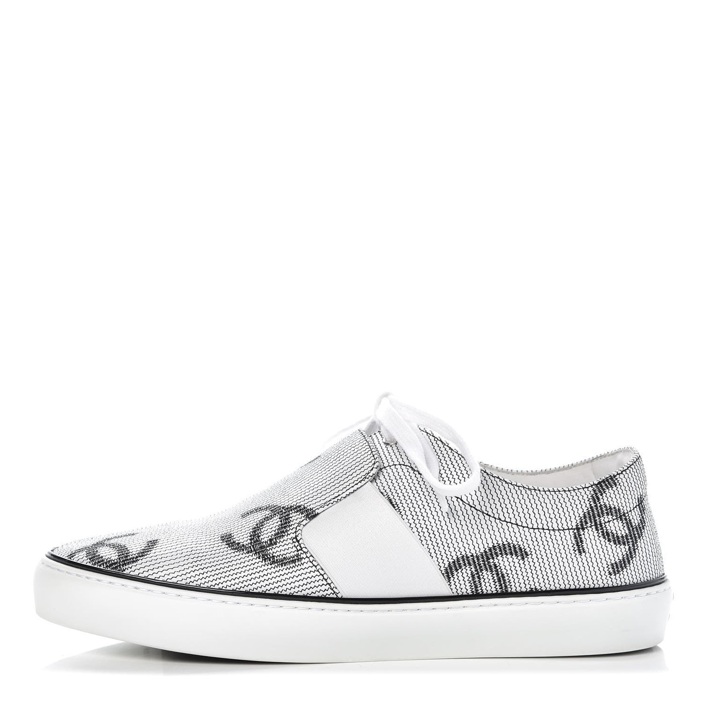 Embroidered Calfskin Womens CC Sneakers 39.5 Black White