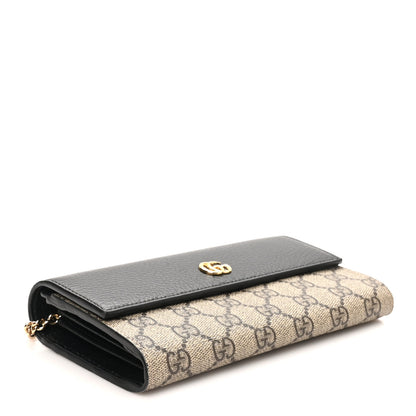 Gucci Dollar Calfskin GG Supreme Monogram Petite GG Marmont Wallet Chain Bag Black Beige Ebony 4 of 11