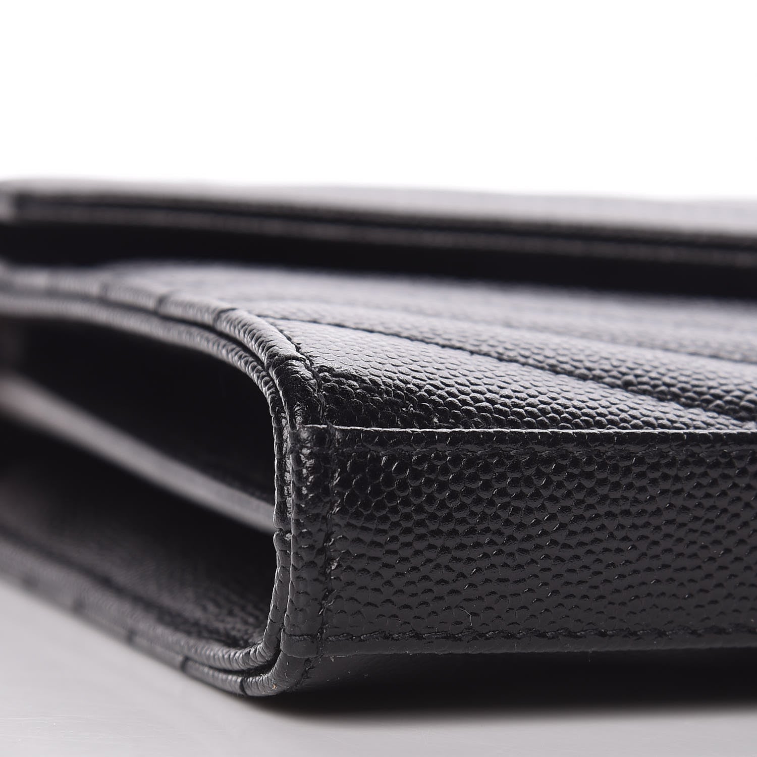 Saint Laurent Grain De Poudre Matelasse Chevron Deconstructed Monogram Chain Wallet Black 9 of 11