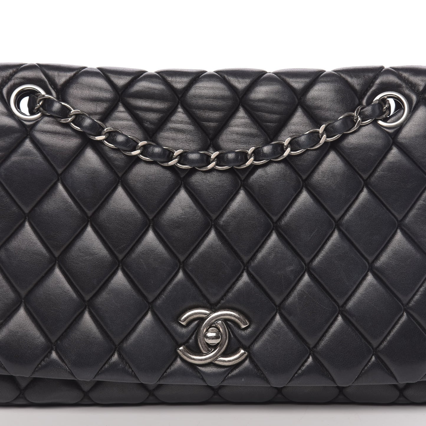 Lambskin Large New Bubble Flap Black