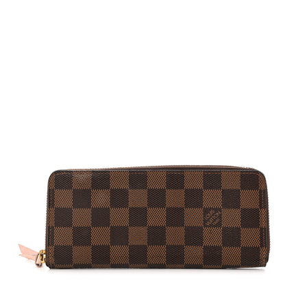 Louis Vuitton Damier Ebene Clemence Wallet Rose Ballerine 1 of 9