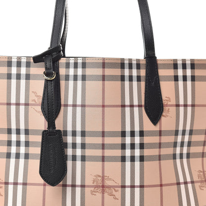 Burberry Grainy Calfskin Haymarket Check Medium Reversible Tote Black 12 of 12