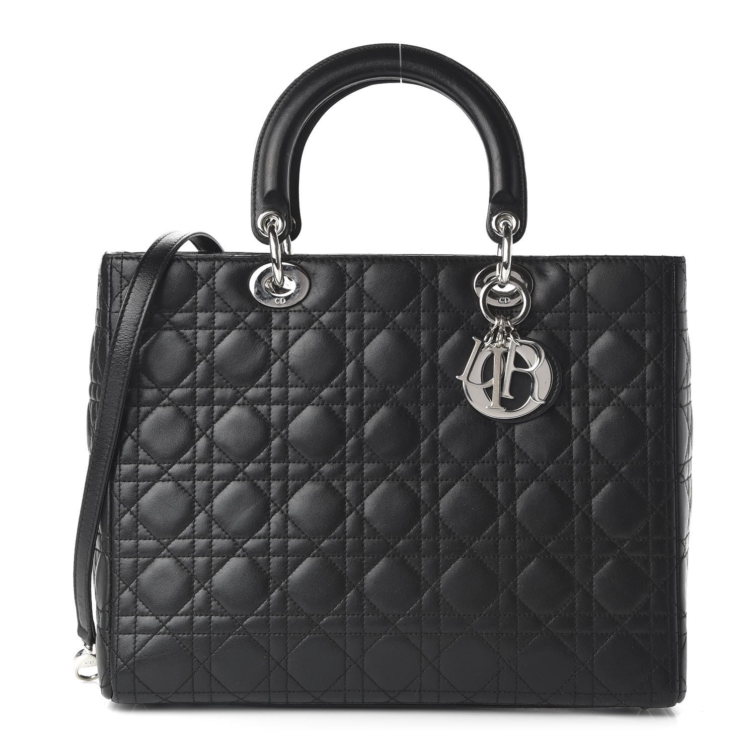 Christian Dior Lambskin Cannage Large Lady Dior Black 1 of 10