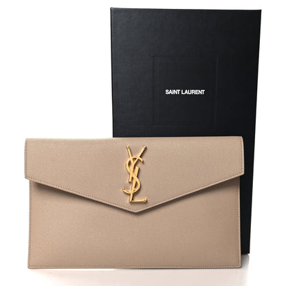Saint Laurent Grain De Poudre Uptown Pouch Dark Beige 11 of 11