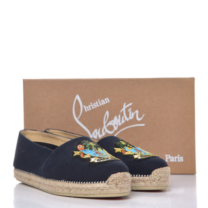 Christian Louboutin CHRISTIAN LOUBOUTIN Canvas Lougalia Appliquéd Cario Loubi Flat Espadrilles 38 Version Blue 10 of 10