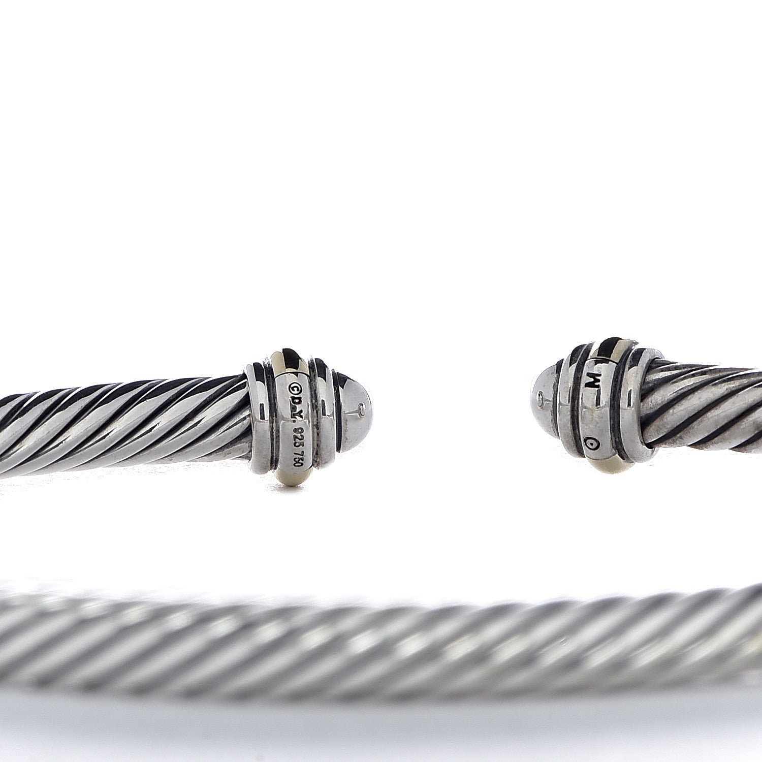David Yurman Sterling Silver 18K Yellow Gold 4mm Cable Classics Bracelet 4 of 4