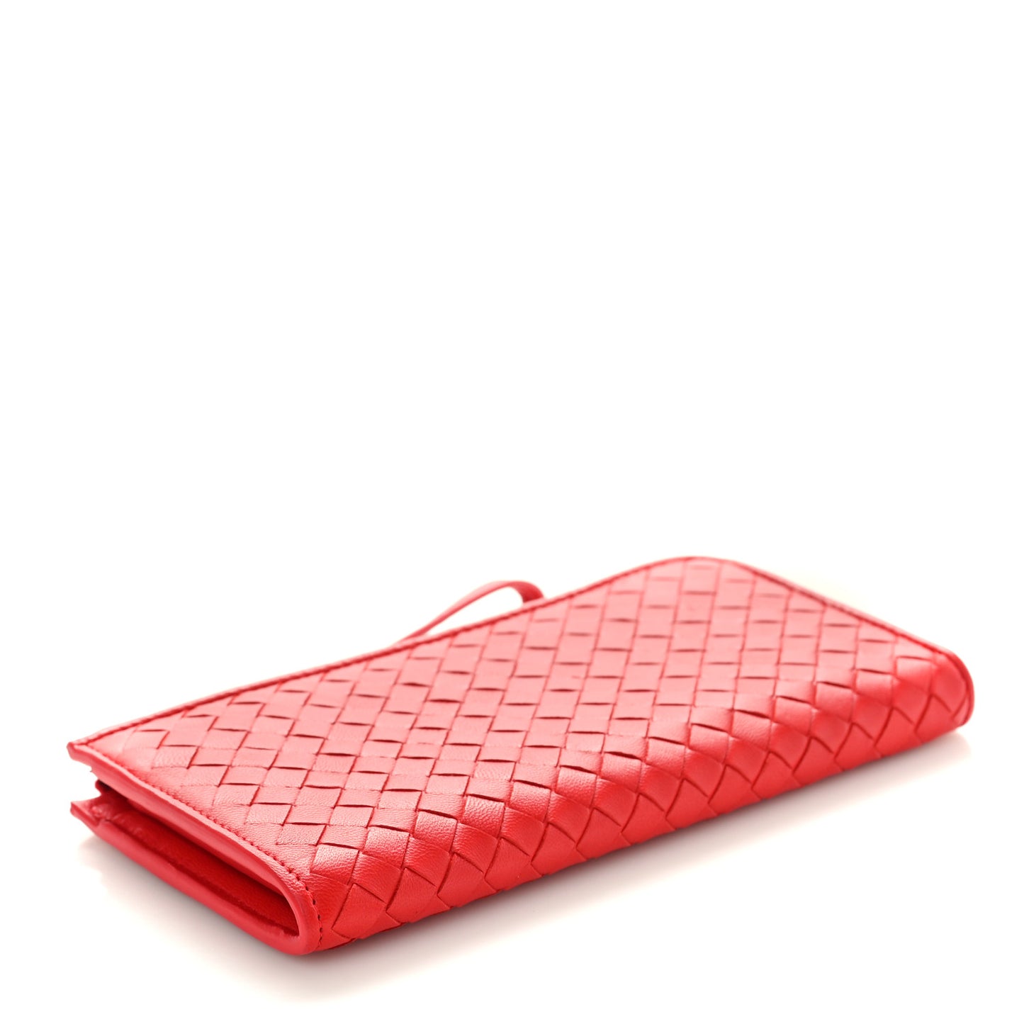 Nappa Intrecciato Wristlet Zip Wallet Red