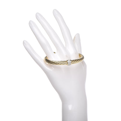 David Yurman 18K Yellow Gold Diamond 7mm Cable Classics Single Station Bracelet 2 of 4