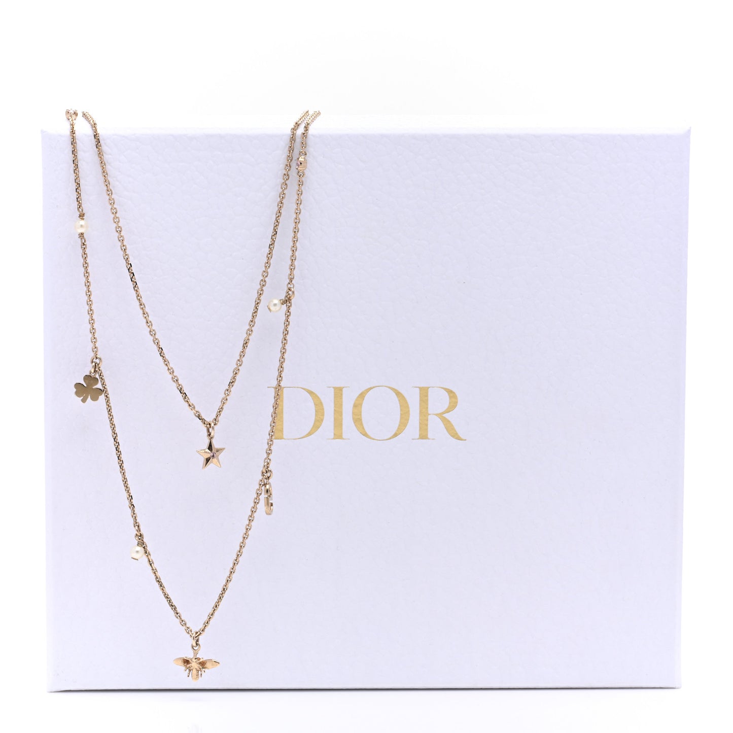 Metal Crystal Double Necklace Gold