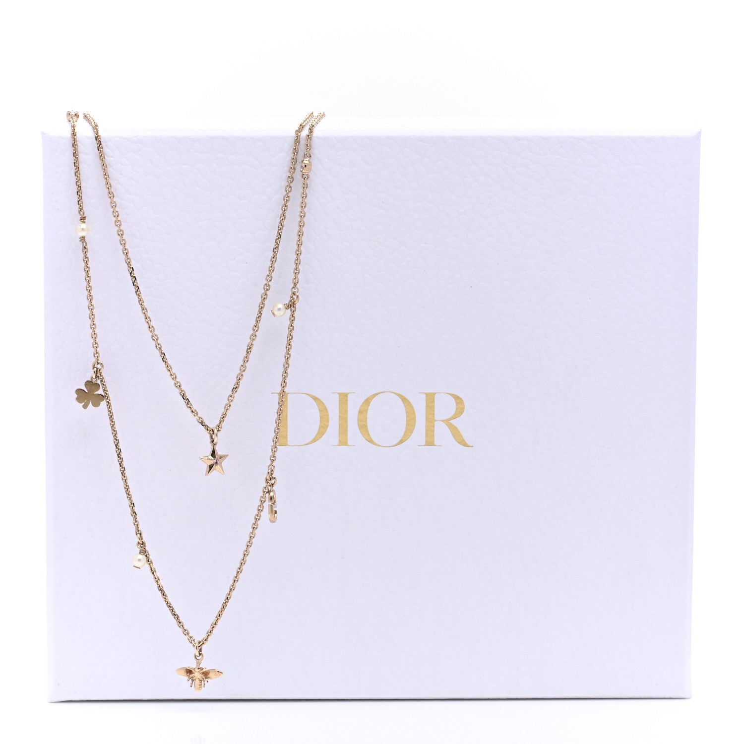 Christian Dior Metal Crystal Double Necklace Gold 3 of 6