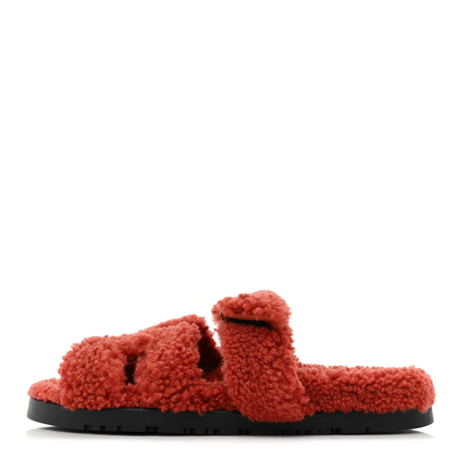 Hermes Woolskin Womens Chypre Sandals 38 Rouge De Turin 1 of 8