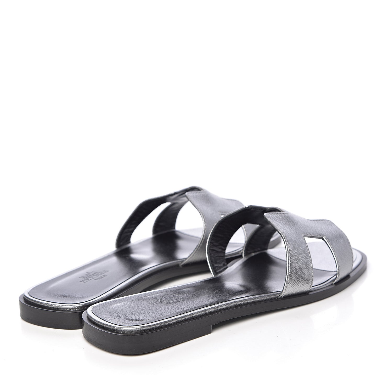 Metallic Epsom Oran Sandals 38 Argent