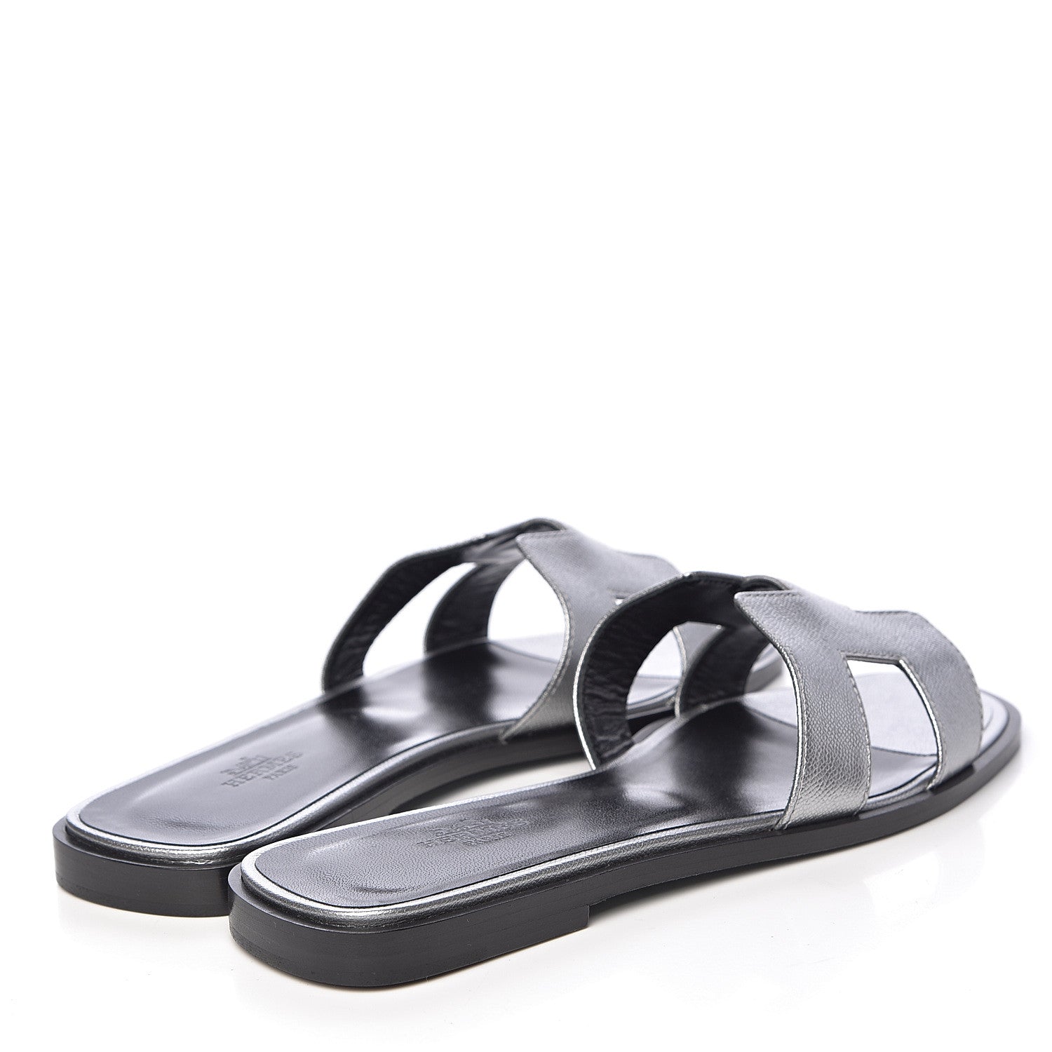 Hermes Metallic Epsom Oran Sandals 38 Argent 4 of 9