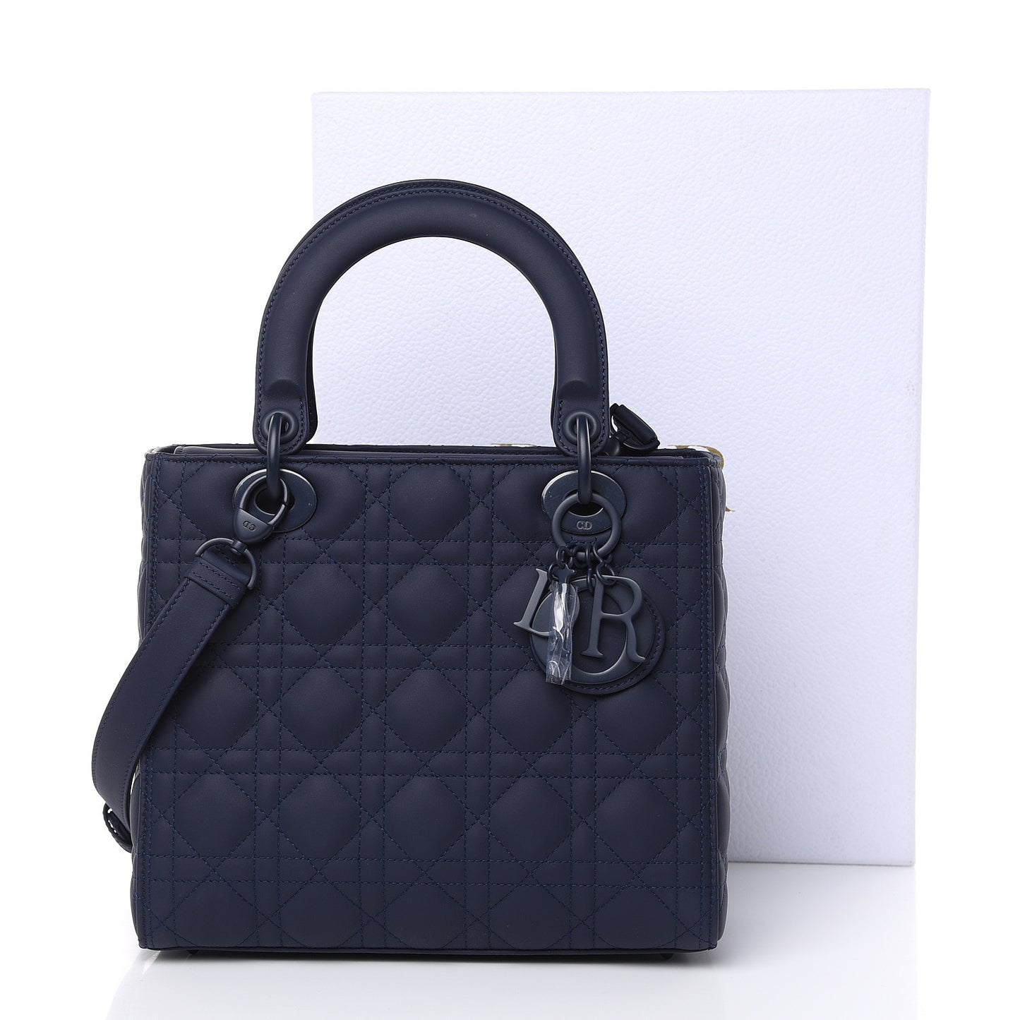 Ultra Matte Calfskin Cannage Medium Lady Dior Blue