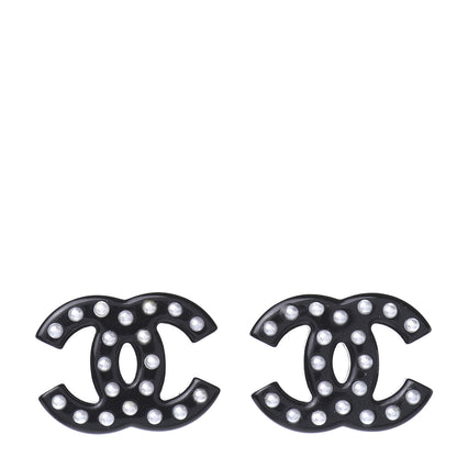Chanel Resin Pearl CC Earrings Black 1 of 4