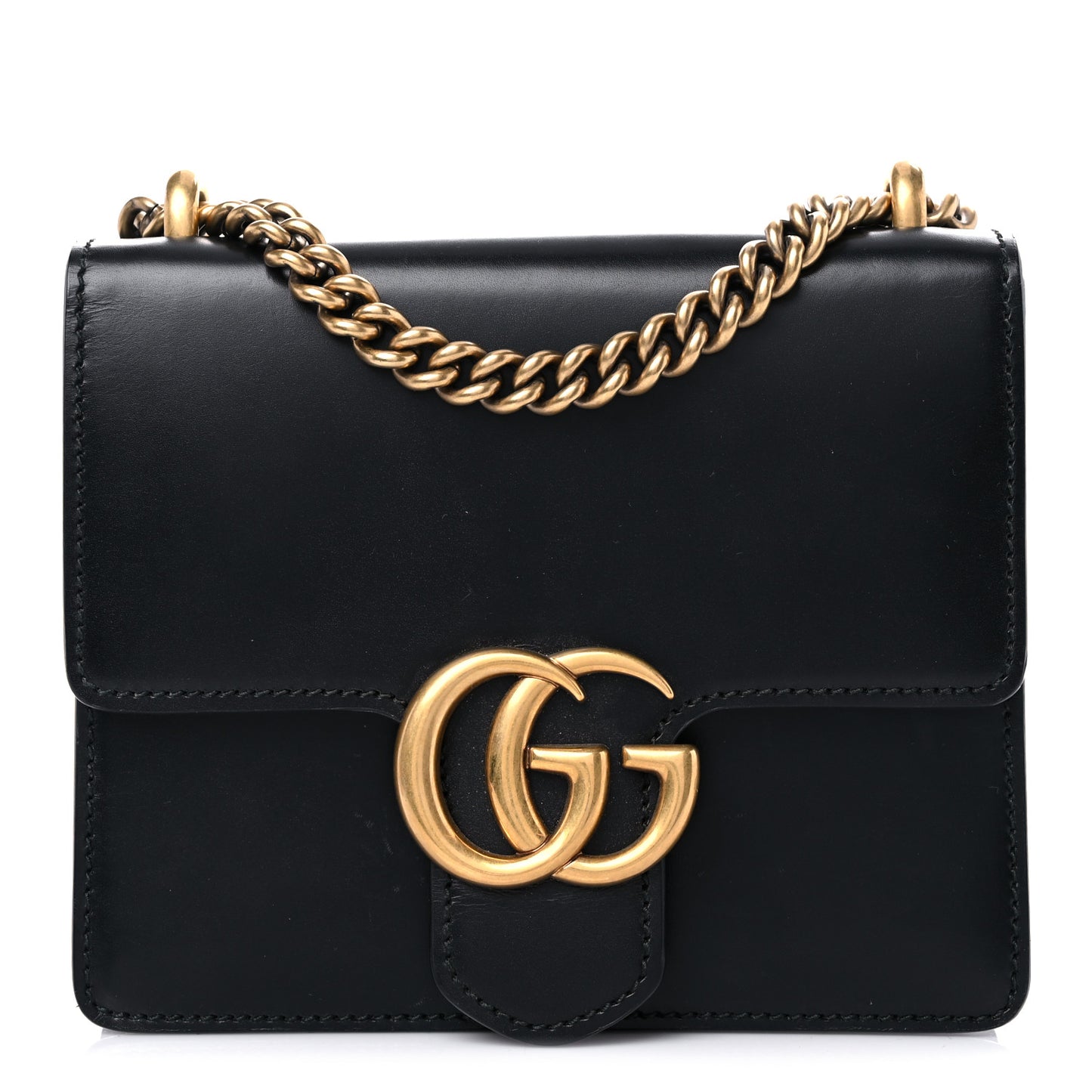 Knight Calfskin Small GG Marmont Chain Handle Bag Black