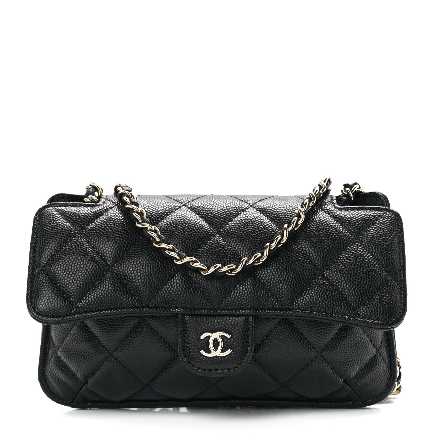 Chanel Caviar Fabric Quilted Foldable Tote With Chain Black Multicolor 12 of 19