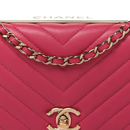 Chanel Lambskin Chevron Quilted Trendy CC Wallet On Chain WOC Dark Pink 9 of 11