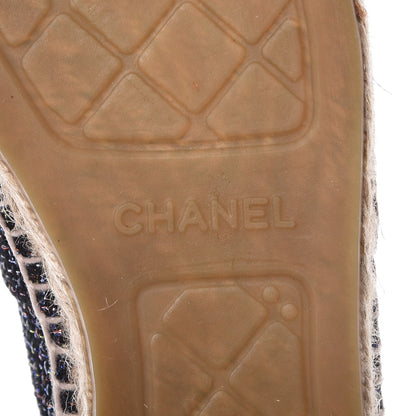 Chanel Tweed Patent Goatskin CC Espadrilles 40 Black 7 of 10