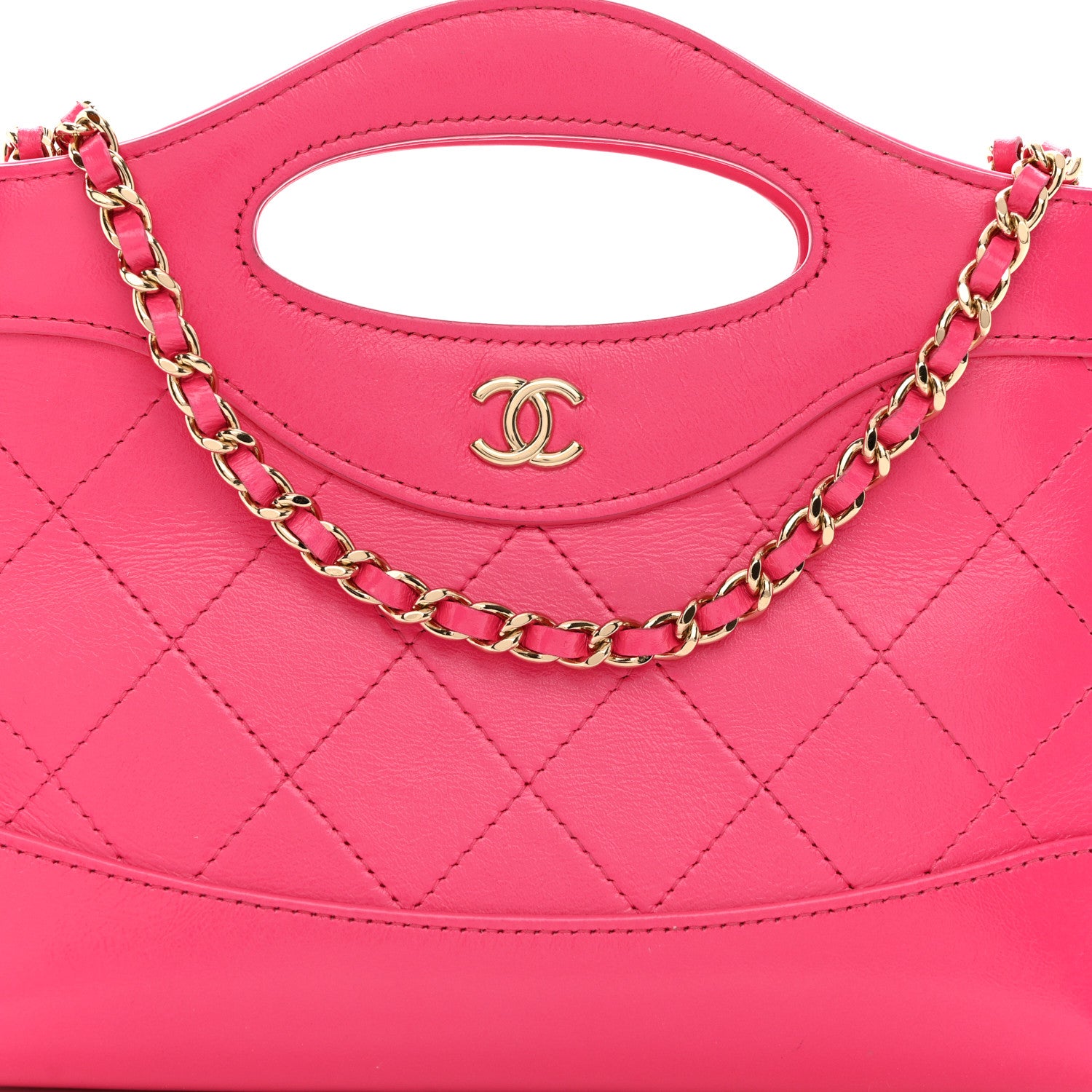 Chanel Shiny Crumpled Calfskin Quilted Nano 31 Shopping Bag Pink 8 of 11