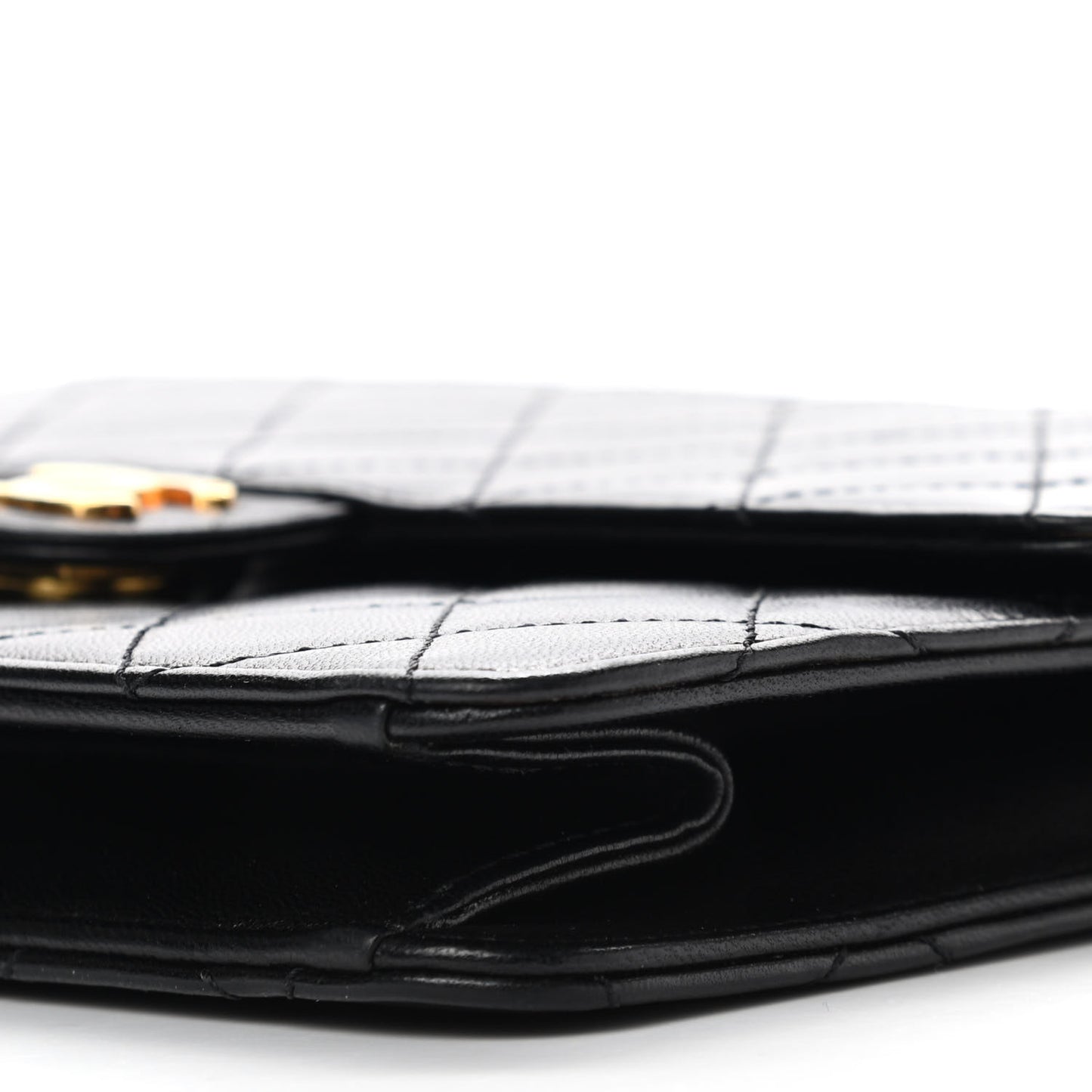 Lambskin Quilted Small Single Flap Black
