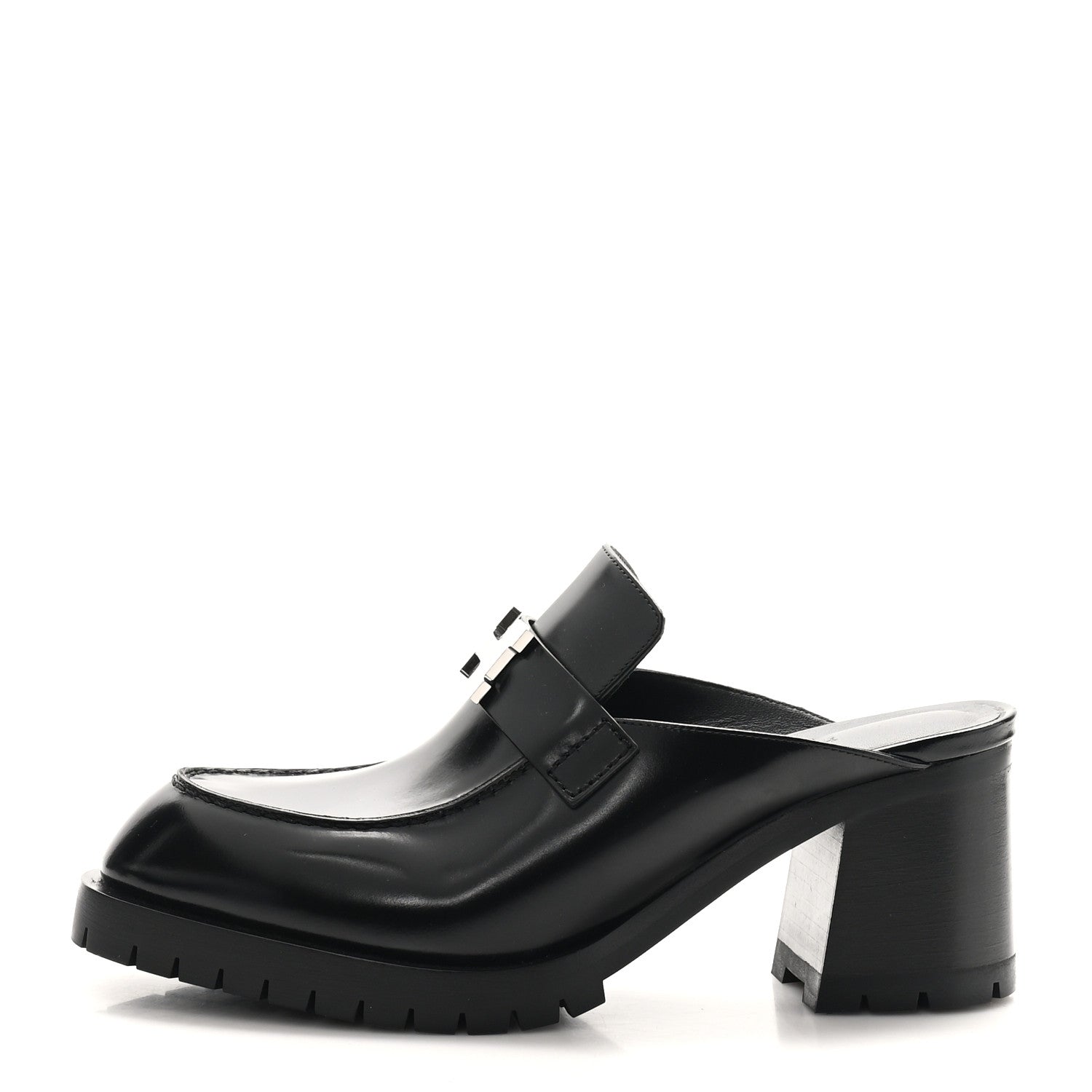 Hermes Calfskin Womens Flore 60 Mules 38 Black 1 of 18