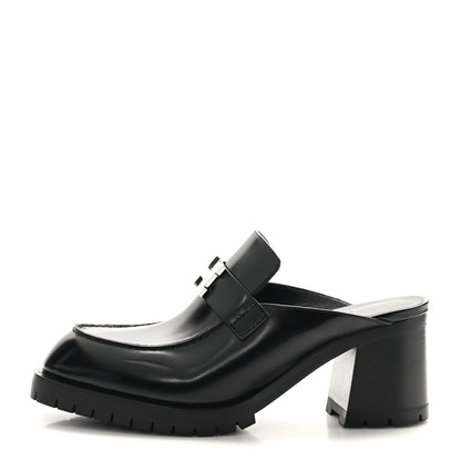 Hermes Calfskin Womens Flore 60 Mules 38 Black 1 of 18