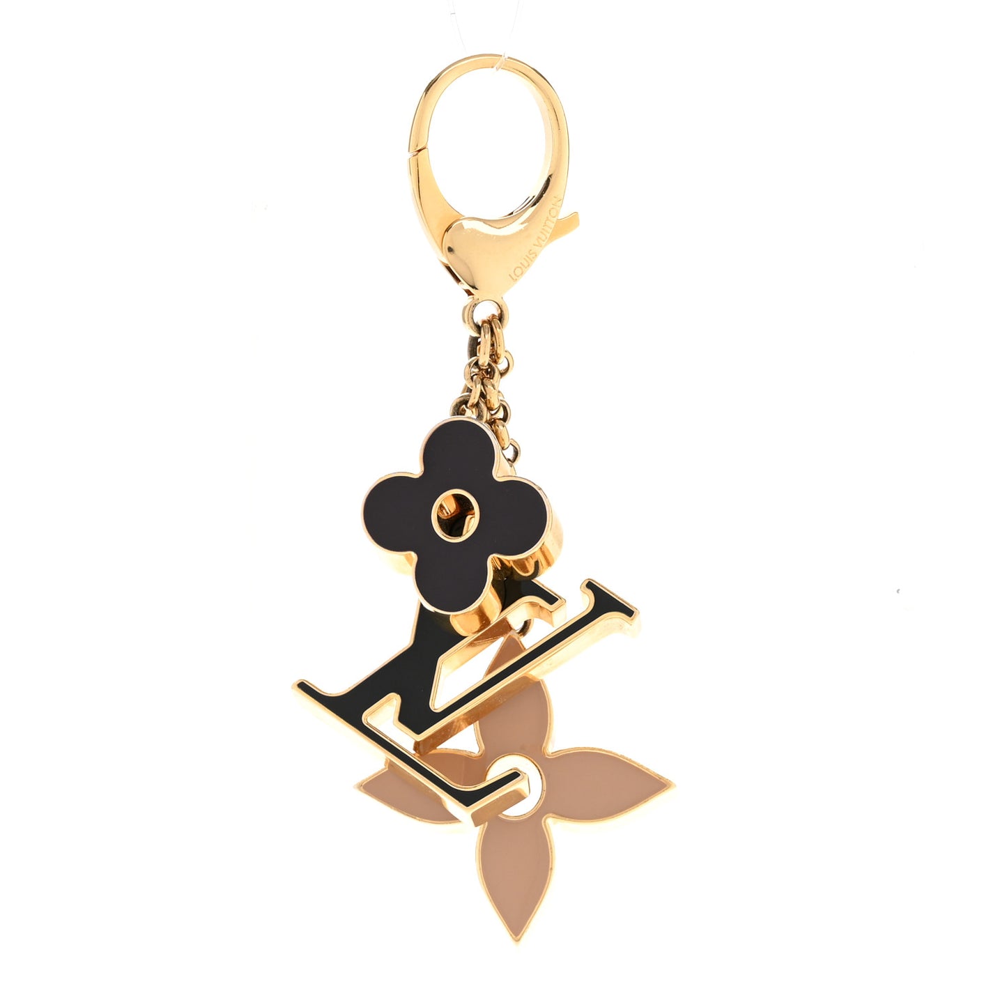 Metal Enamel Fleur De Monogram Bag Charm Dore